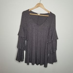 143 Story V Neck Three Tiered Sleeve Top
